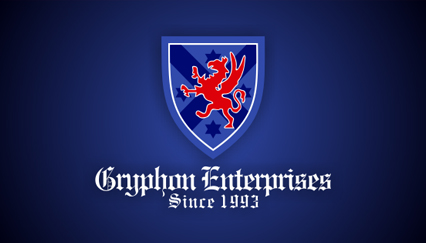 gryphon logo, shield logo, coat of arms logo
